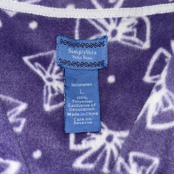 SimplyVera Vera Wang Pajama Set with White Bow Pattern - Picture 3 of 7